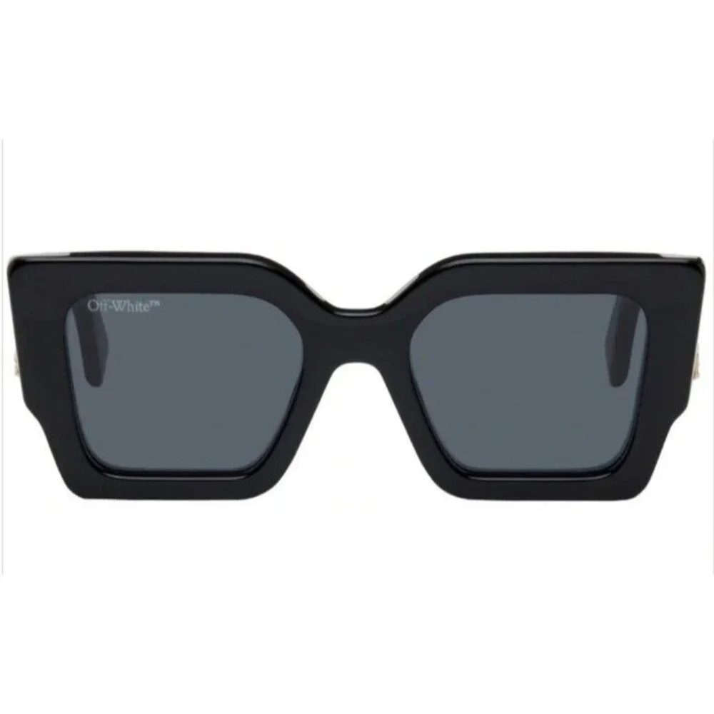 NWT Off-White Catalina Sunglasses Black Grey Lenses Gold Arrow Logo OERI003
